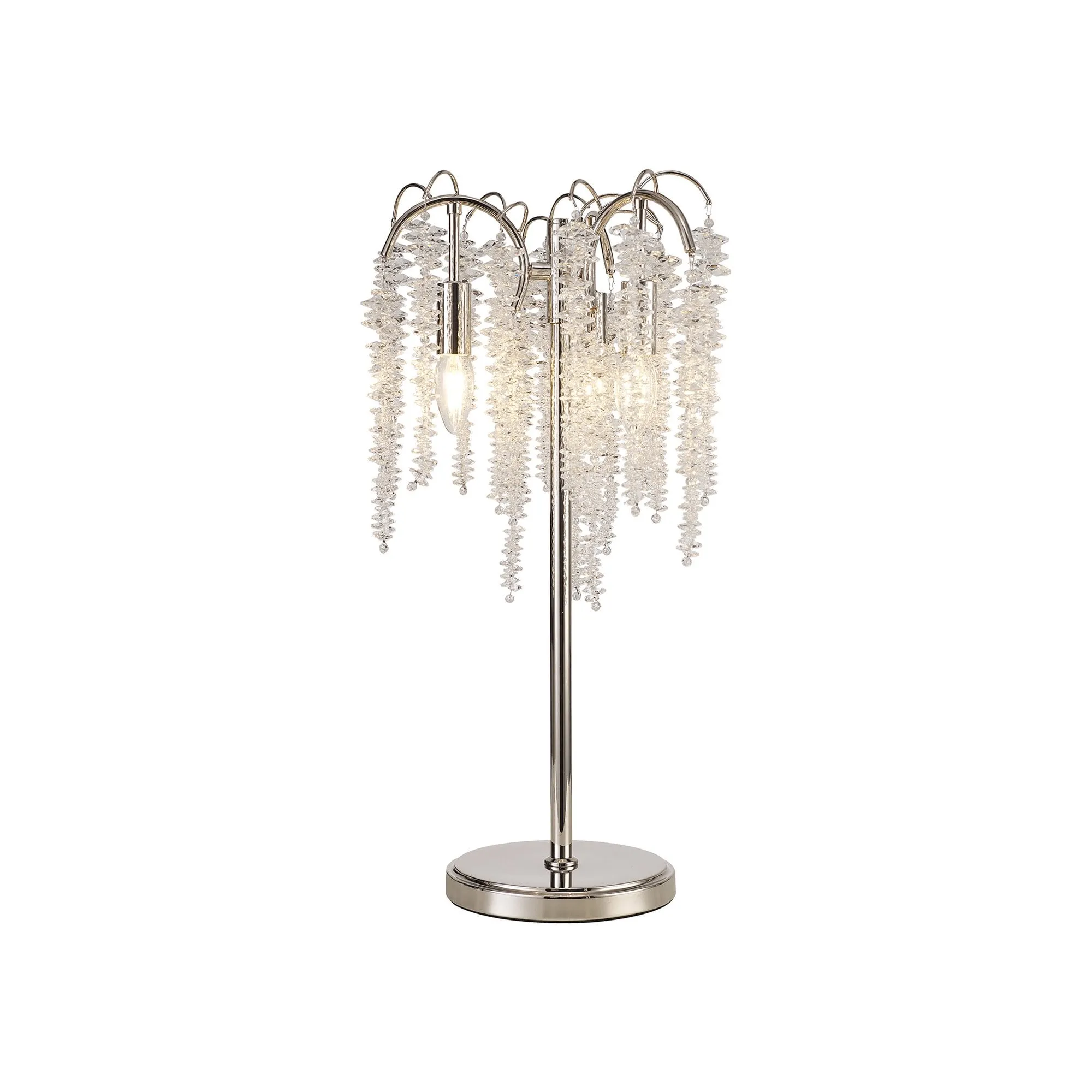 Diyas IL32904 Wisteria Table Lamp 3 Light E14 Polished Nickel / Crystal