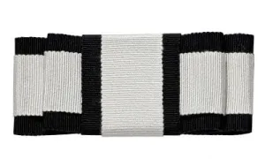 Double Bow Brooch - Black & Cream Grosgrain