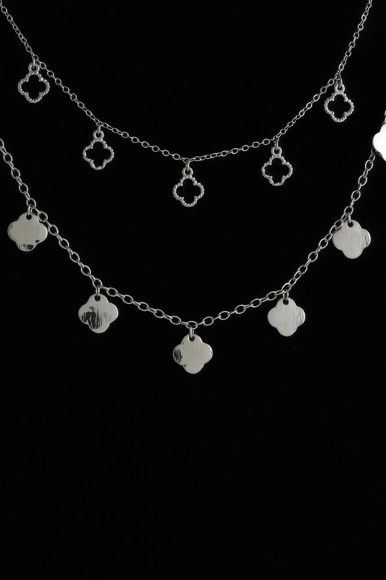 Double Clover Charm Chain Necklace