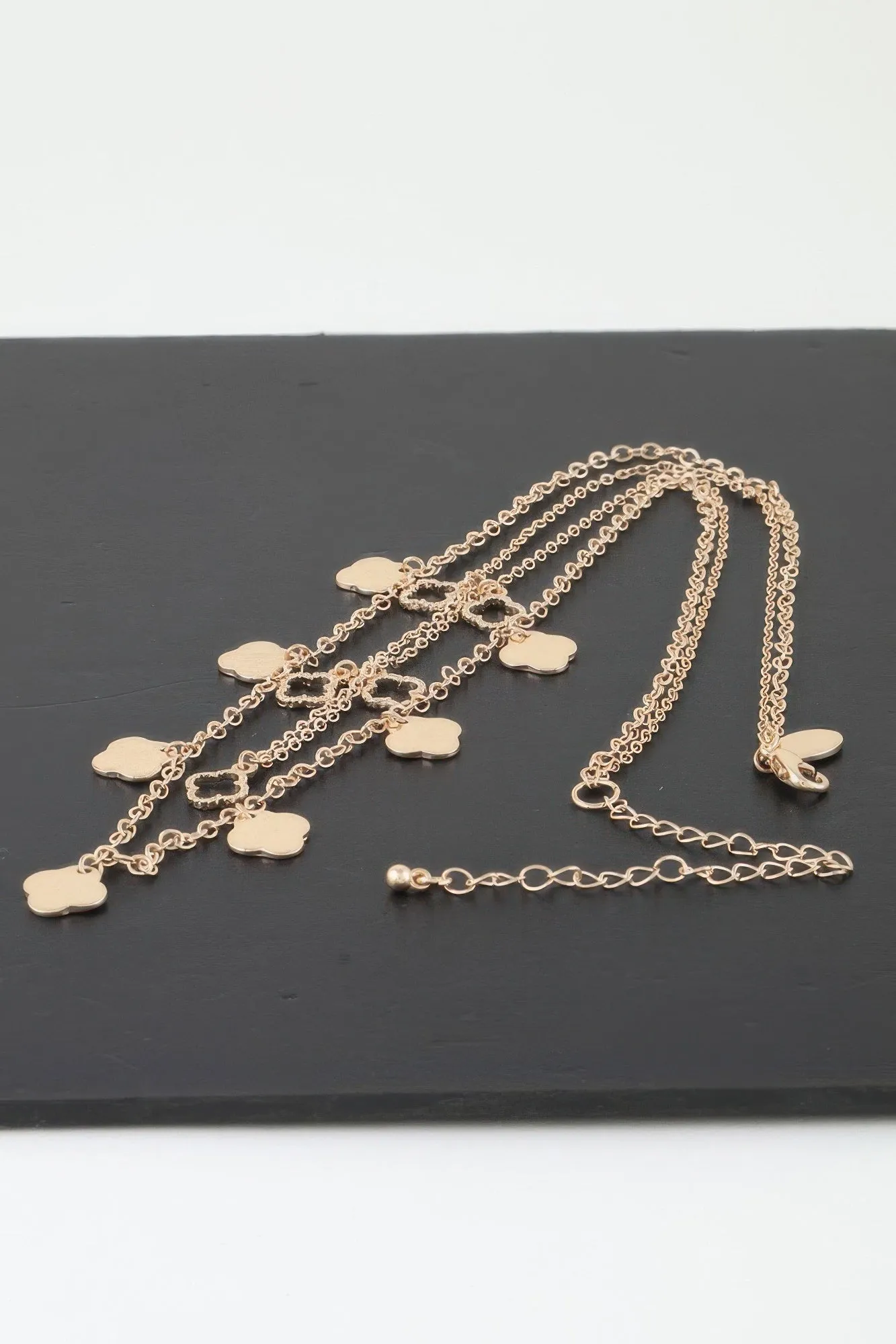 Double Clover Charm Chain Necklace