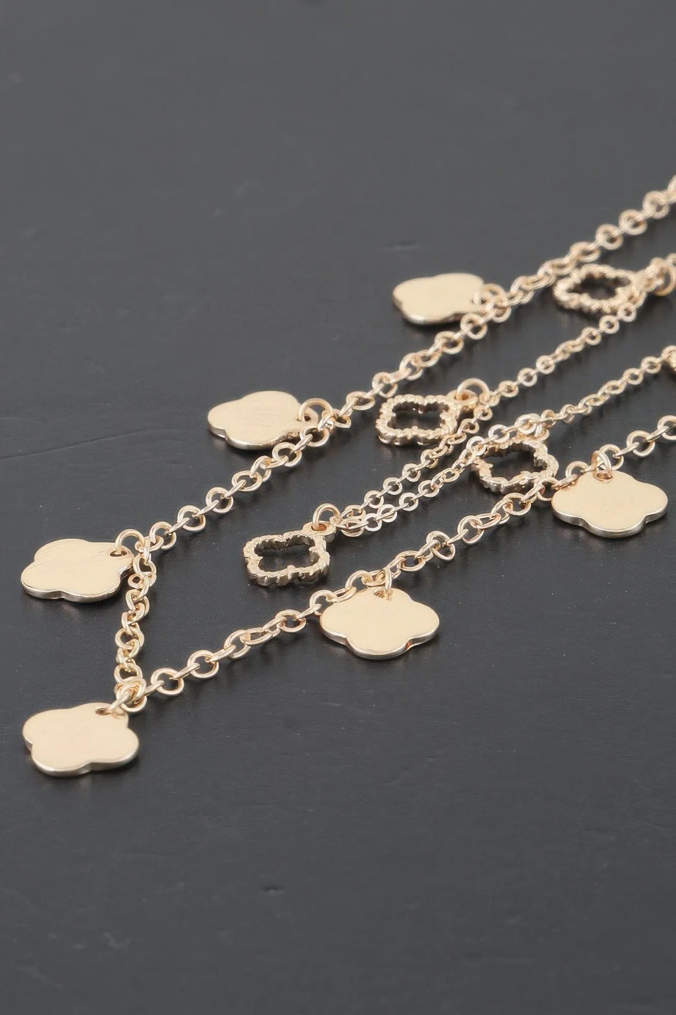 Double Clover Charm Chain Necklace