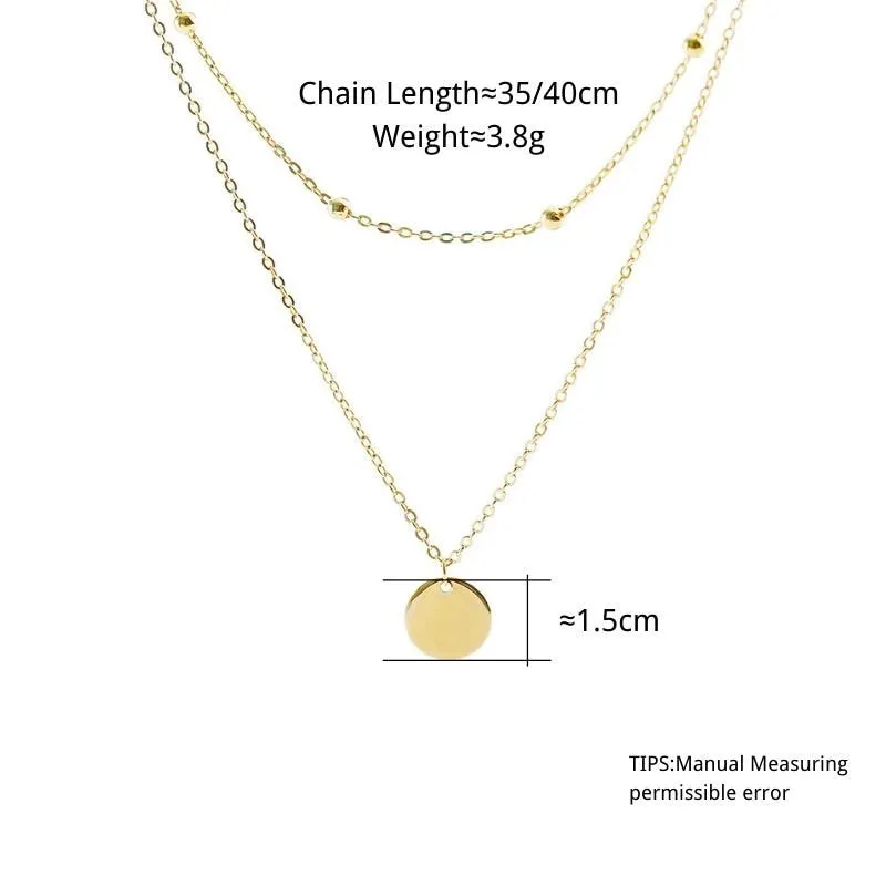 Double Layer Round Disc Silver Chain Necklace | Delicate necklace | 925 Sterling Silver Chain Necklace | Choker with Balls | Gold Bead Chain