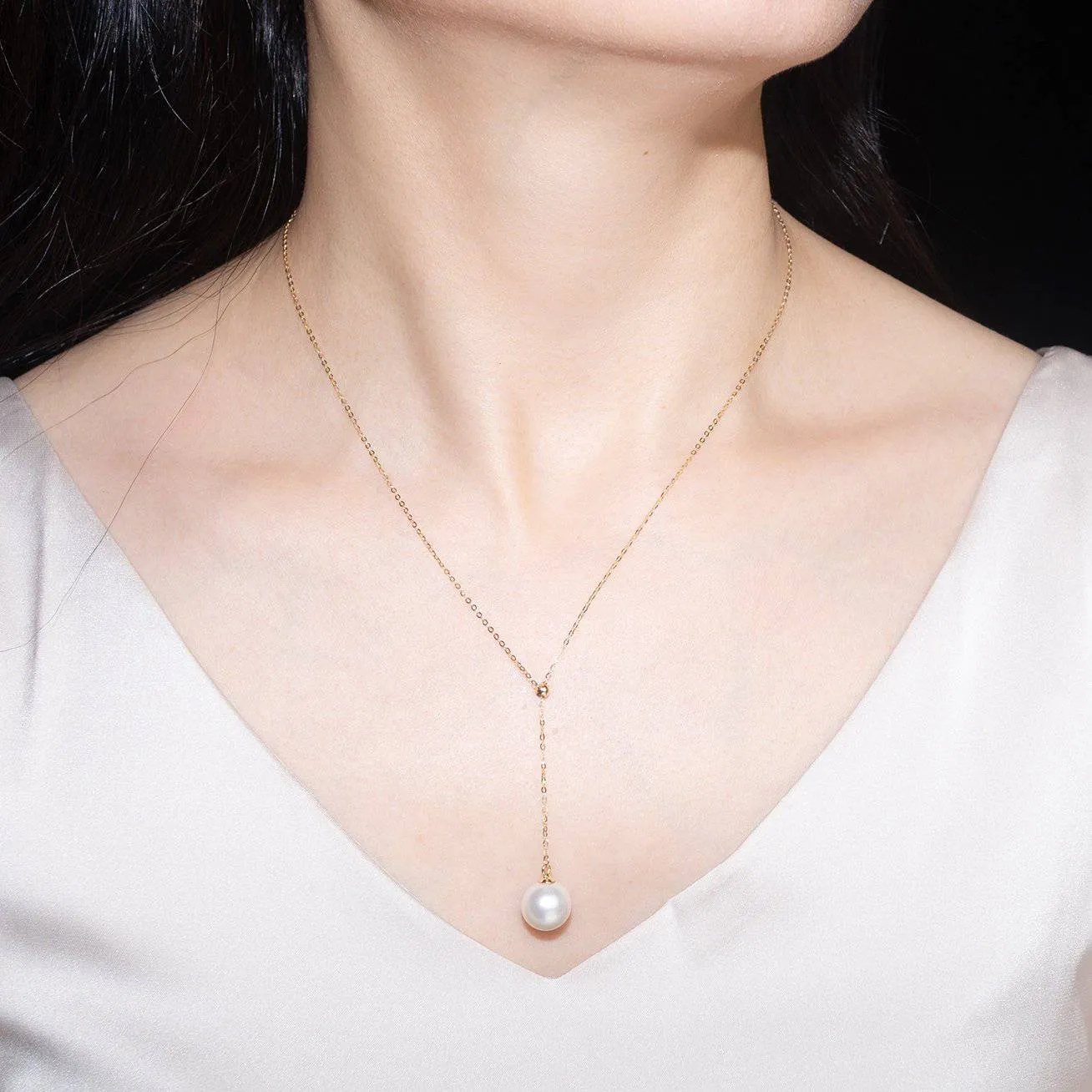 Elegant Freshwater Pearl 18K Solid Gold﻿ Necklace KN00008