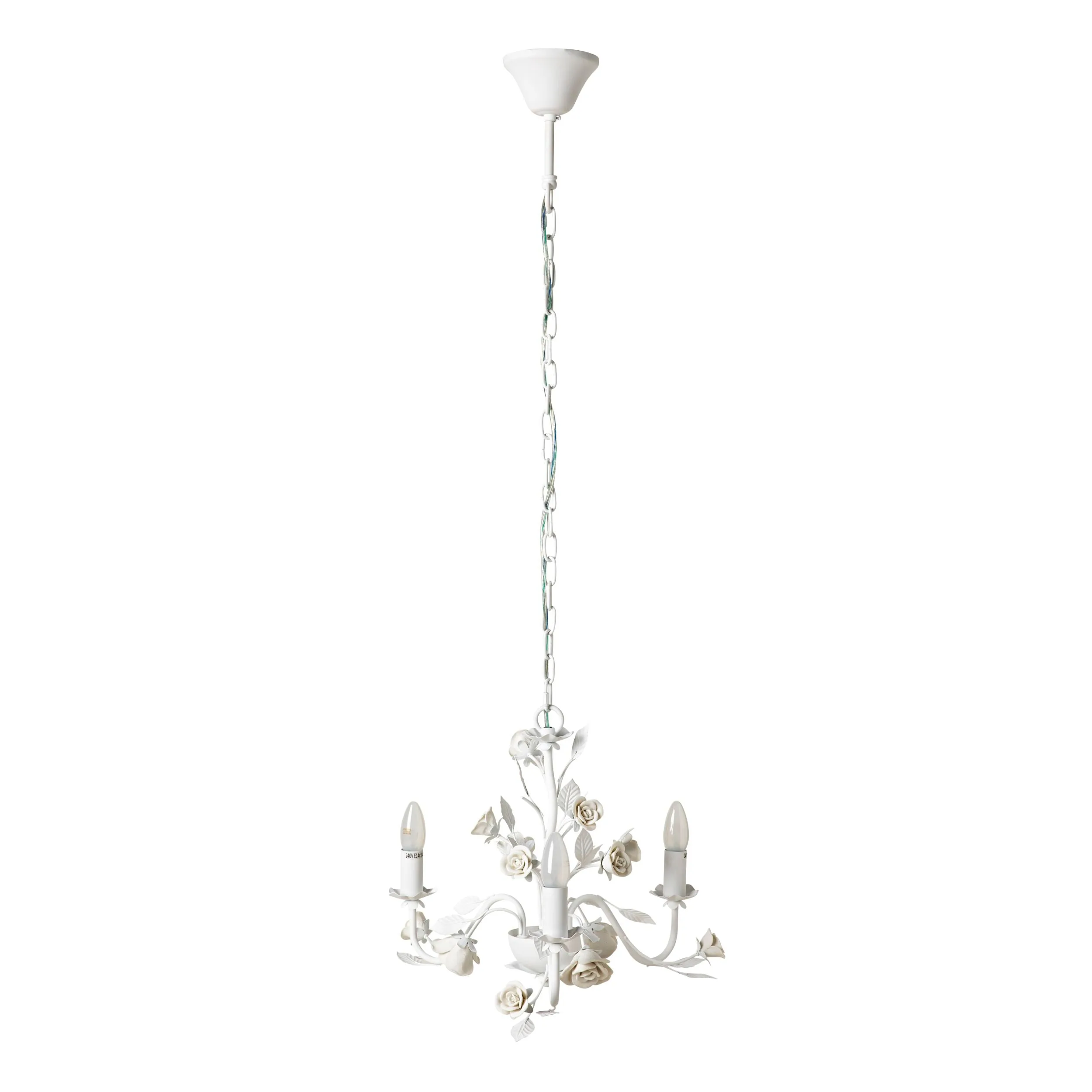 Ellina White Floral 3 Light Chandelier