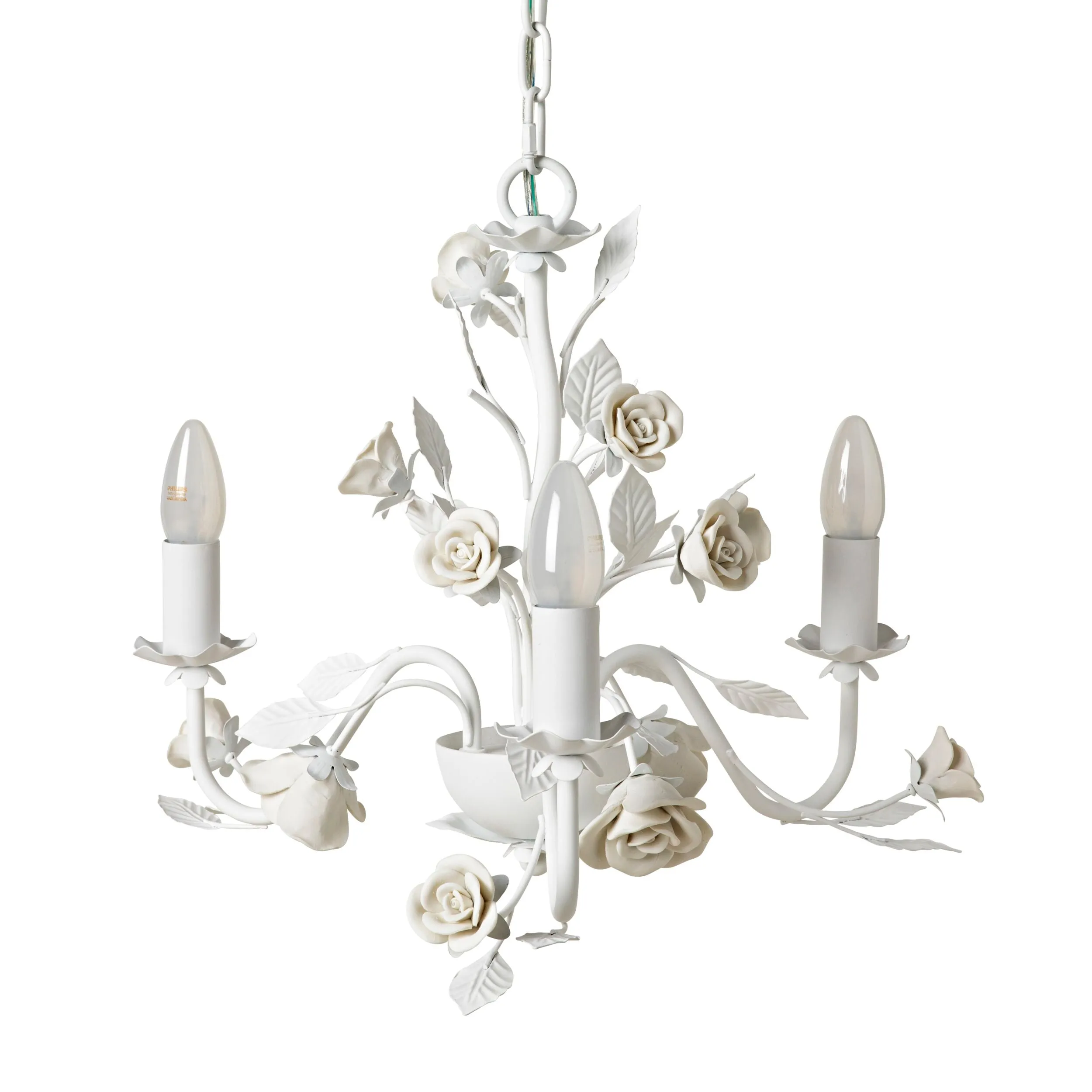 Ellina White Floral 3 Light Chandelier