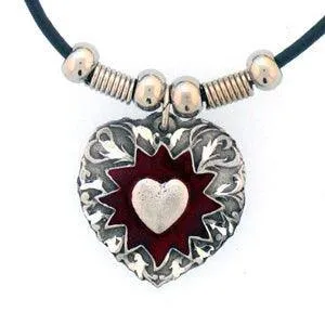 Exploding Heart Adjustable Cord Necklace