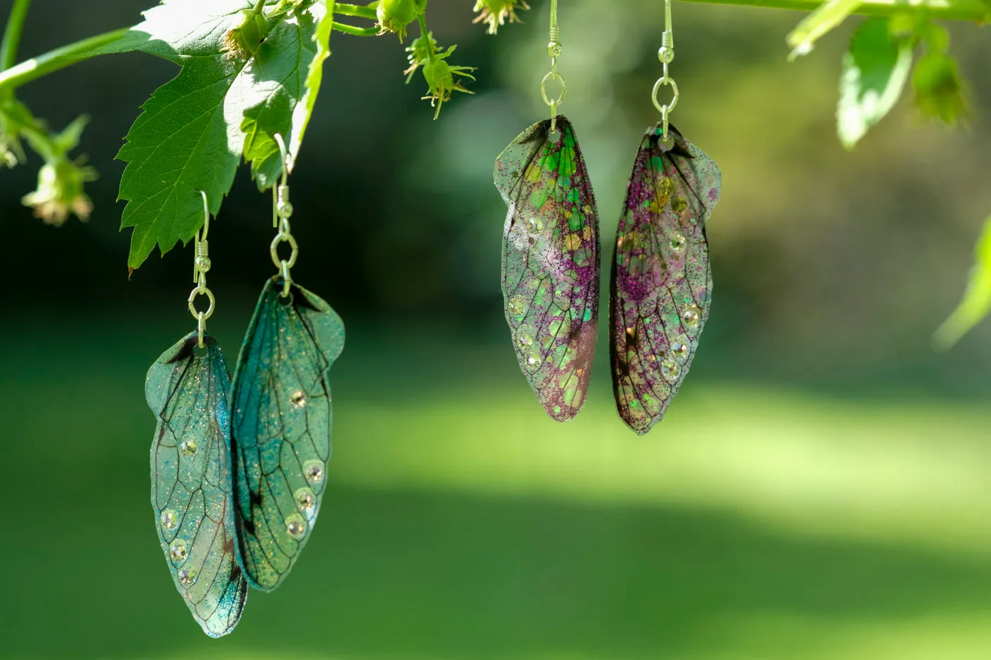 Fairy Wing Earrings - Pink Iridescent