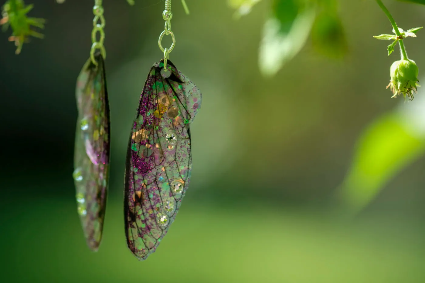 Fairy Wing Earrings - Pink Iridescent