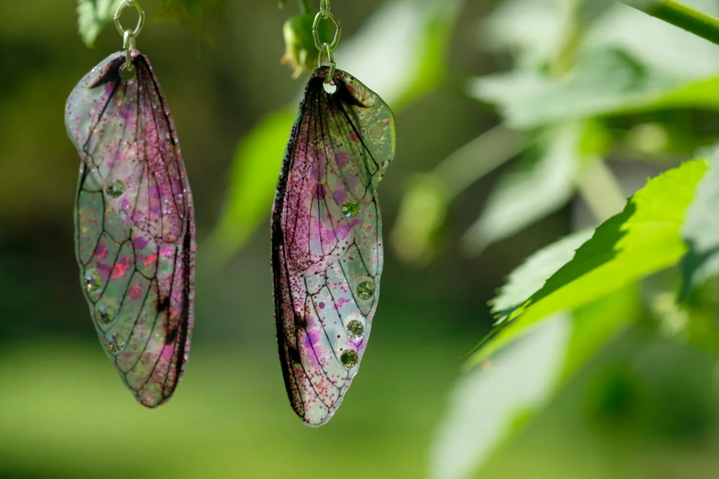 Fairy Wing Earrings - Pink Iridescent