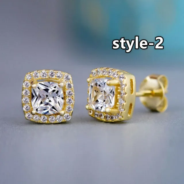 Fashion Geometric Women Stud Earrings Cubic Zirconia Wedding Party Daily Wearable Fashion Jewelry