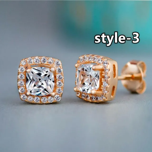 Fashion Geometric Women Stud Earrings Cubic Zirconia Wedding Party Daily Wearable Fashion Jewelry