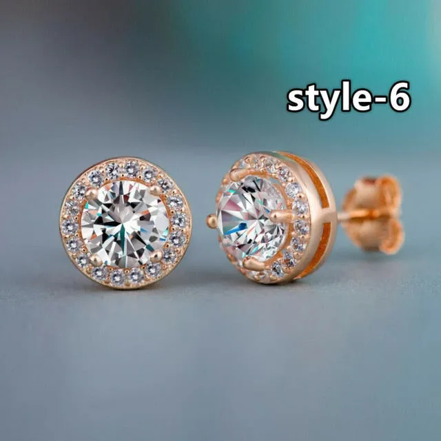 Fashion Geometric Women Stud Earrings Cubic Zirconia Wedding Party Daily Wearable Fashion Jewelry