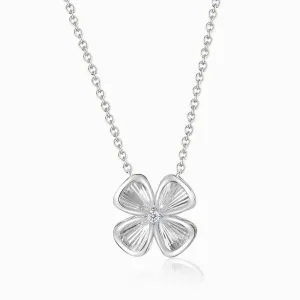 Four Leaf Good Luck Diamond Drop Necklace