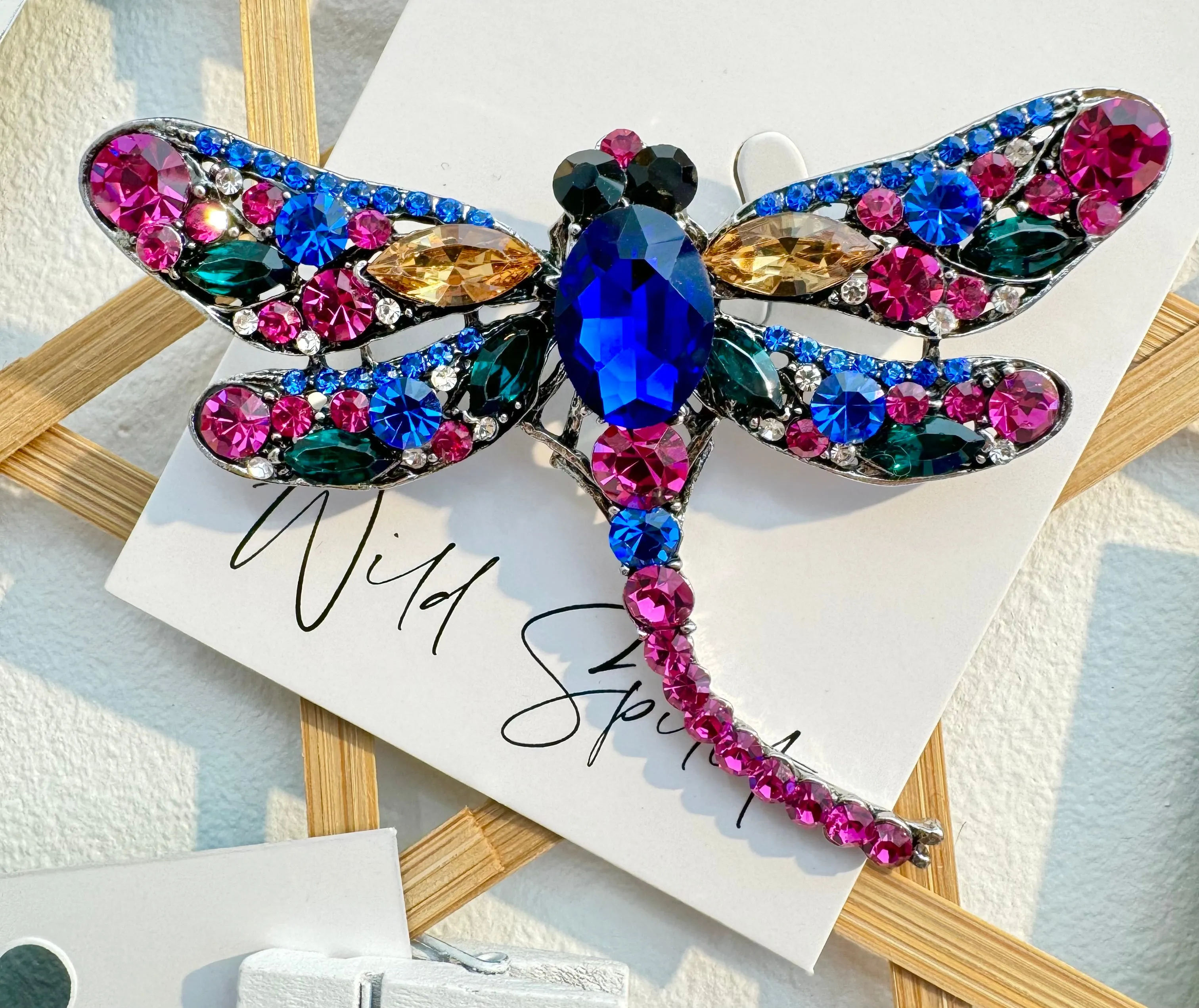 Giant Blue Mix Dragonfly Brooch