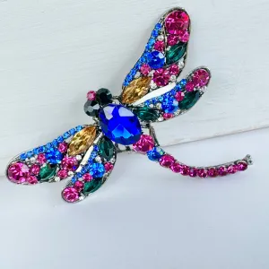 Giant Blue Mix Dragonfly Brooch