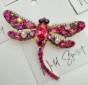 Giant Pink Dragonfly Brooch