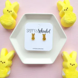 Glitter Bunny Studs - Yellow / Easter Stud Sparkle Earrings