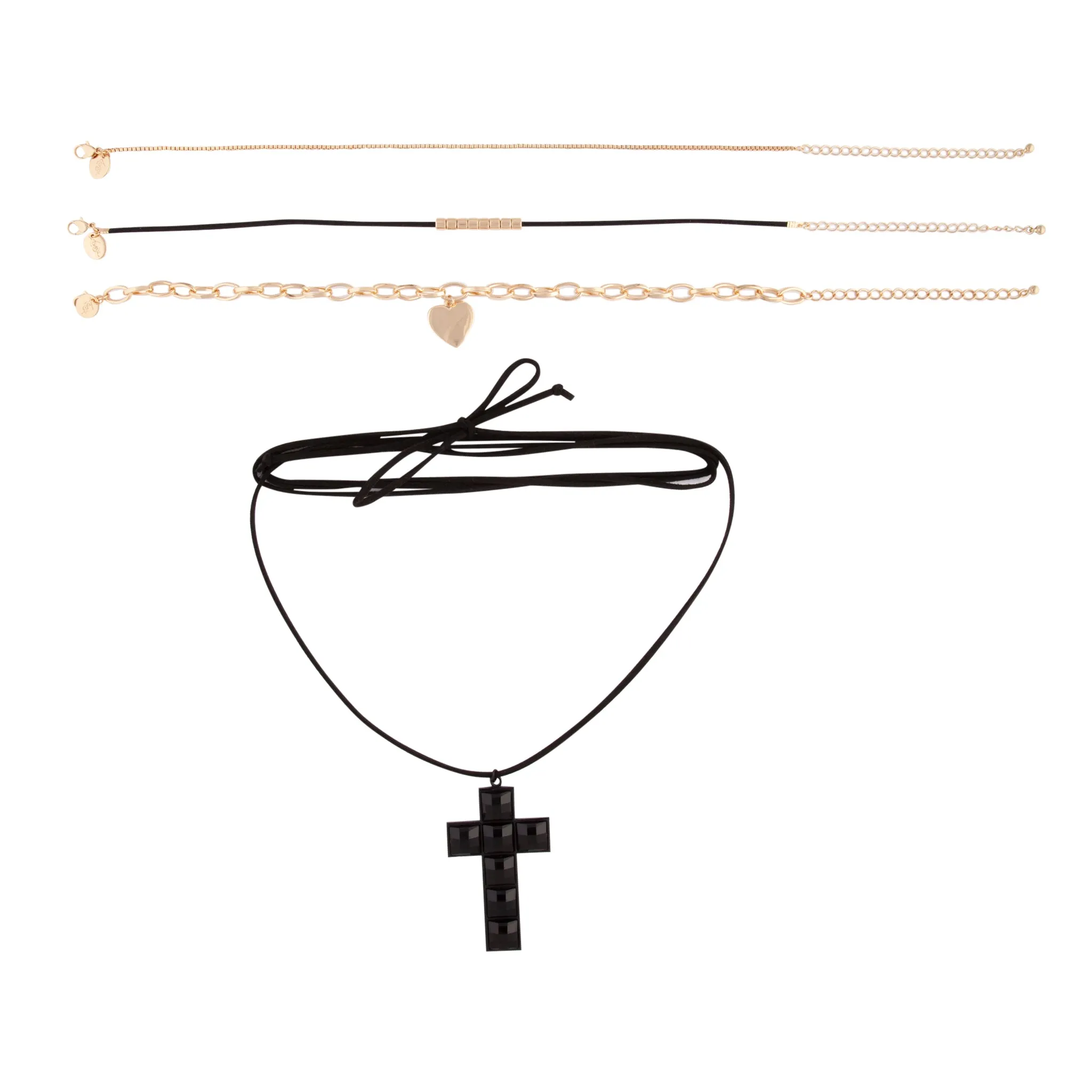 Gold Black Wrap Cross Choker Pack