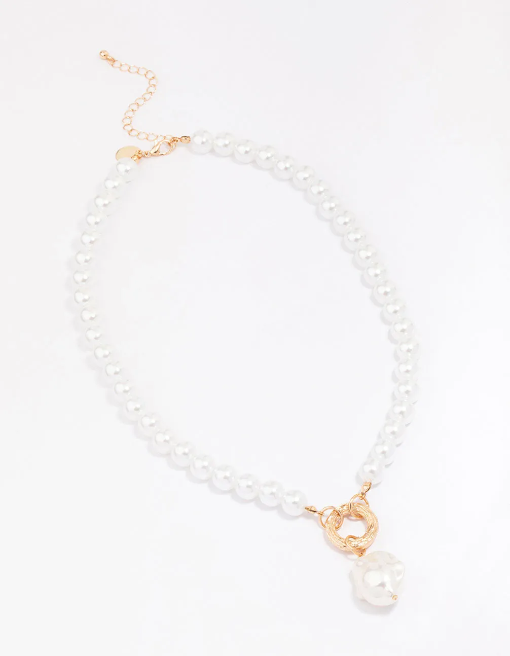 Gold Organic Pearl Pendant Necklace