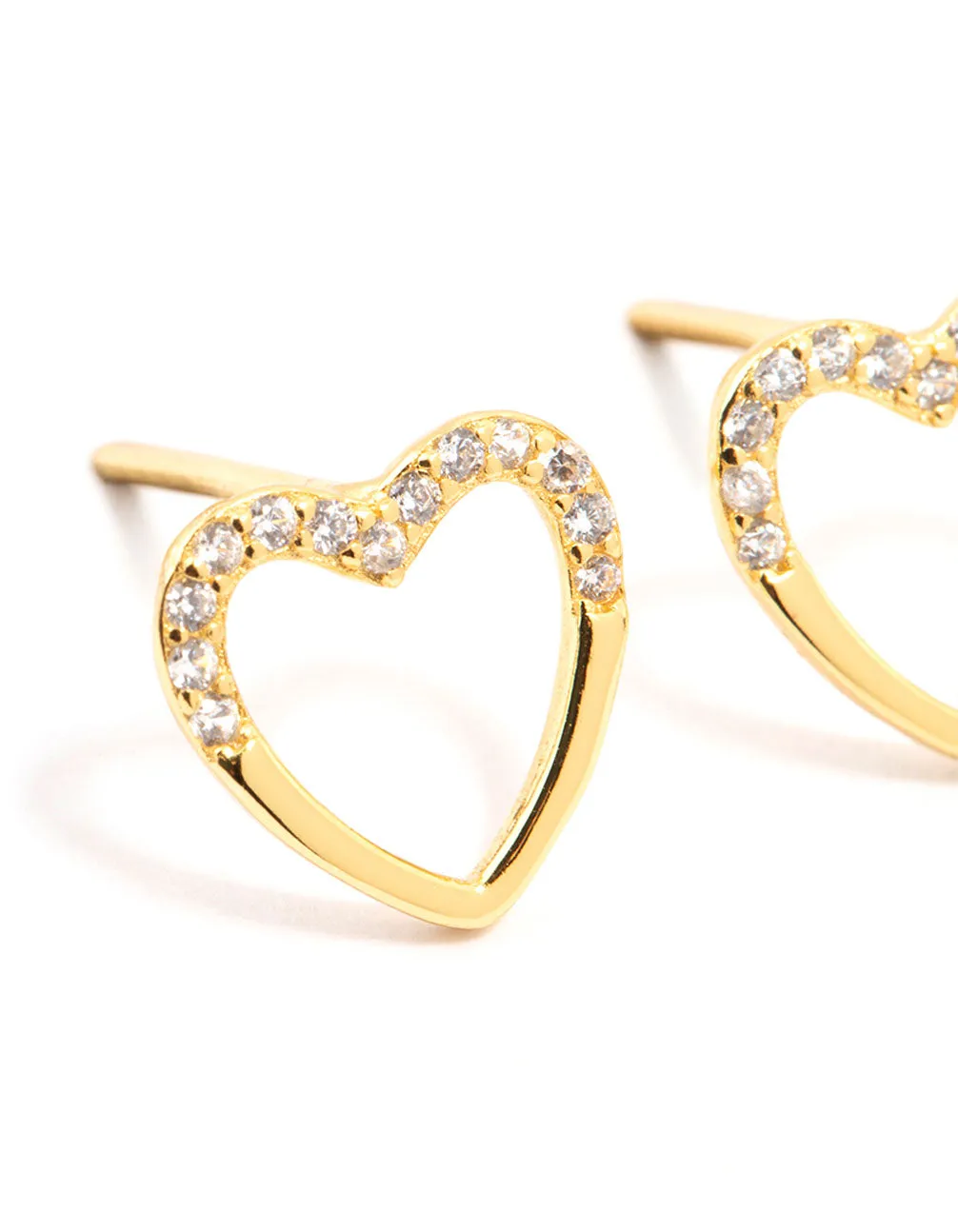 Gold Plated Sterling Silver Heart Stud Earrings