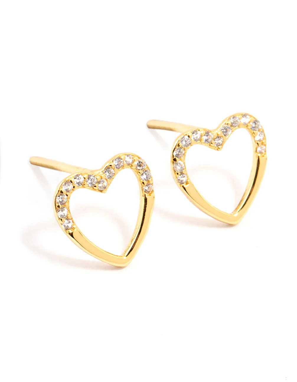 Gold Plated Sterling Silver Heart Stud Earrings