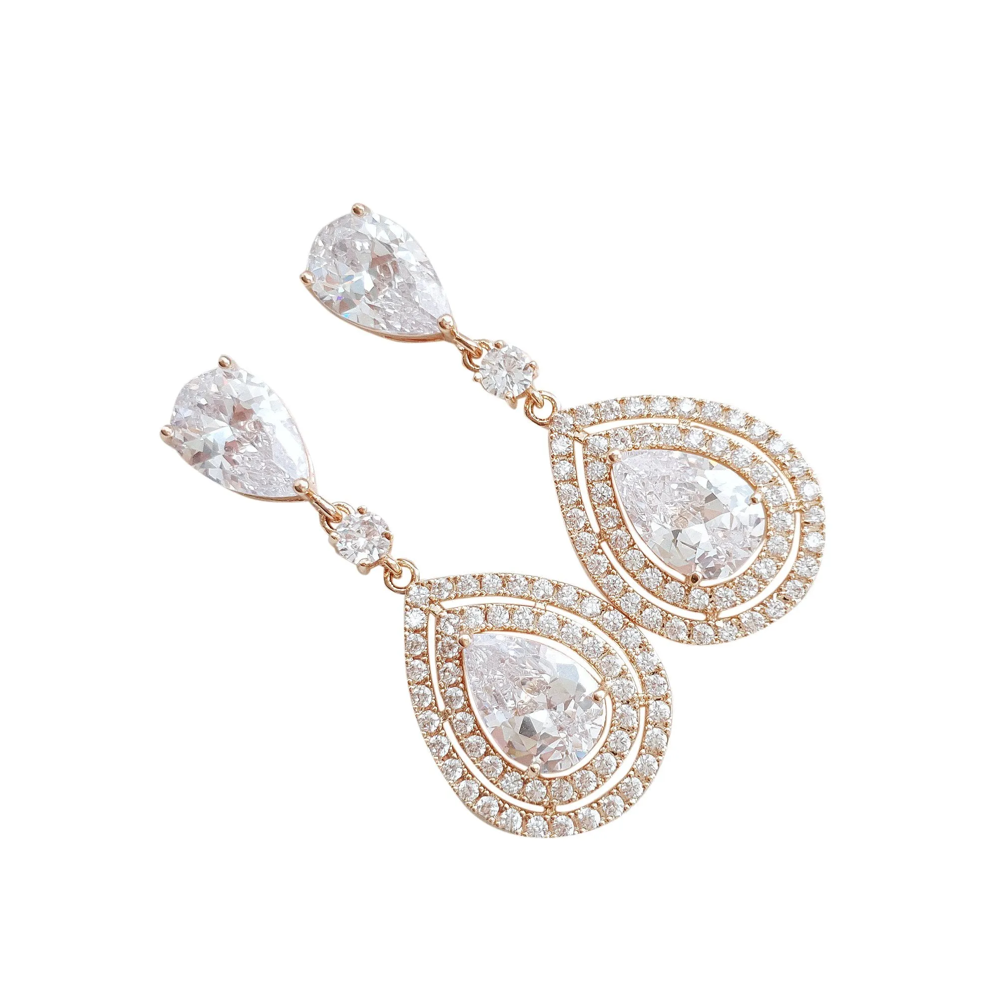 Gold Teardrop Earrings for Weddings- Joni