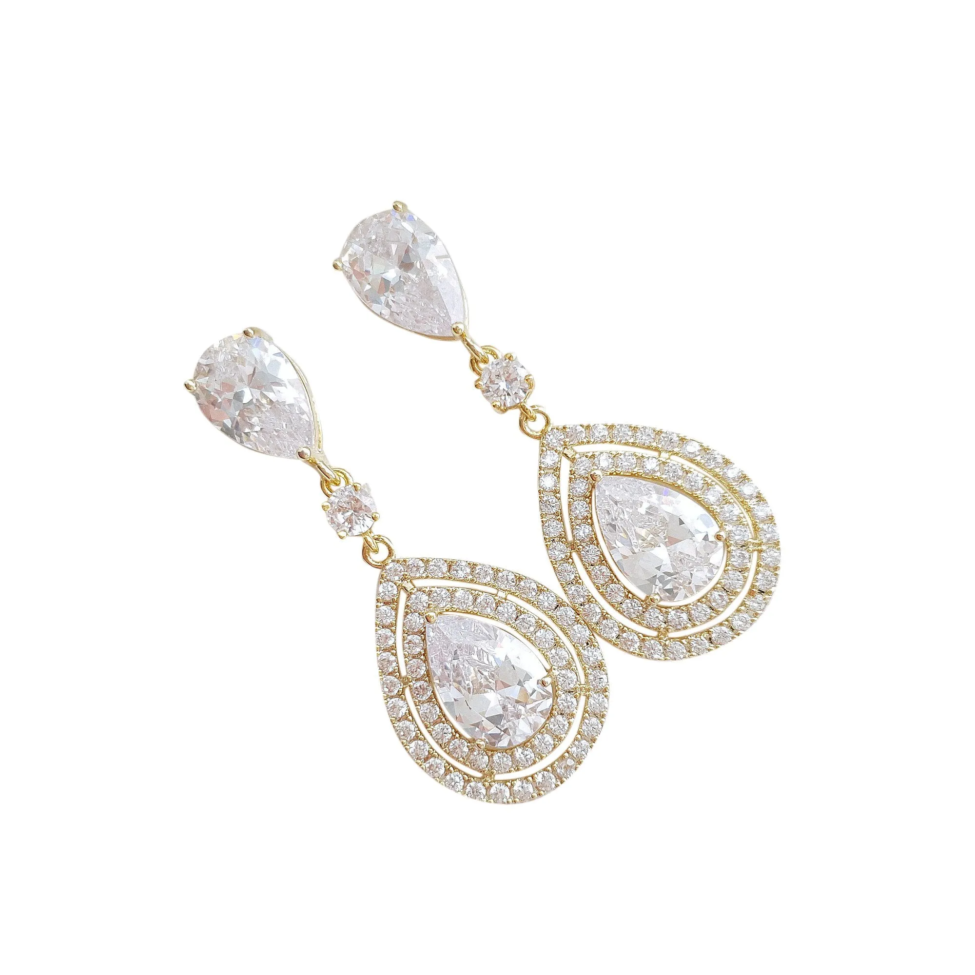 Gold Teardrop Earrings for Weddings- Joni