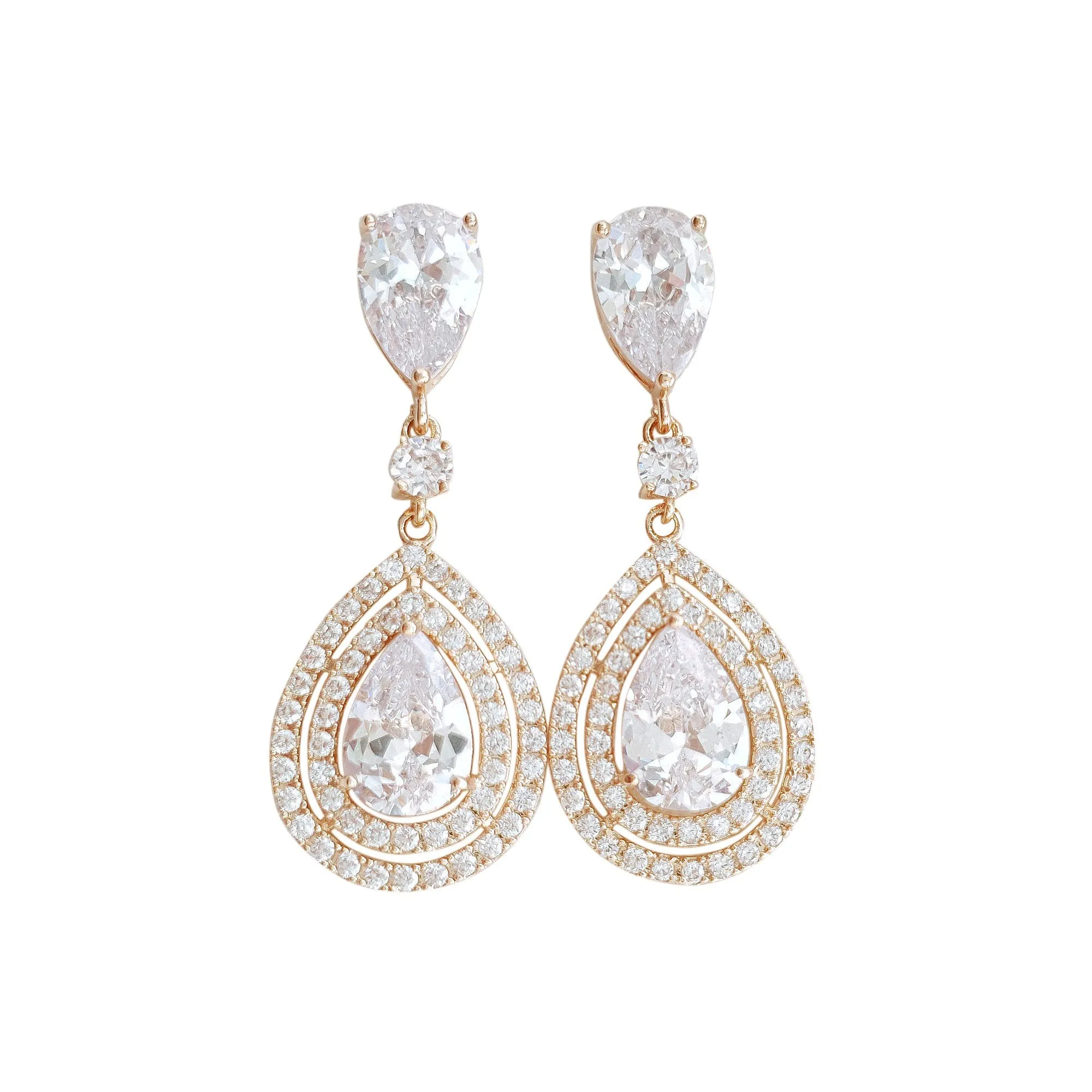 Gold Teardrop Earrings for Weddings- Joni