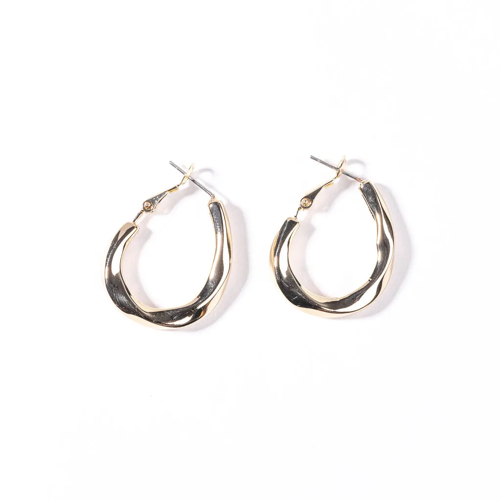 Gold Twist Post Hoop Earring