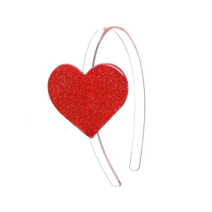 Headband | Valentines -Cece Heart Glitter- Red | Lilies and Roses NY