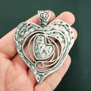 Heart Antique Silver Tone Charm - SC5906