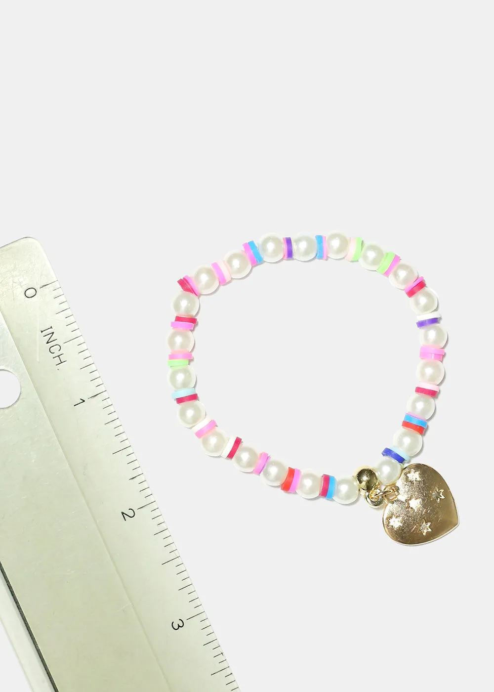 Heart Charm Pearl & Bead Bracelet