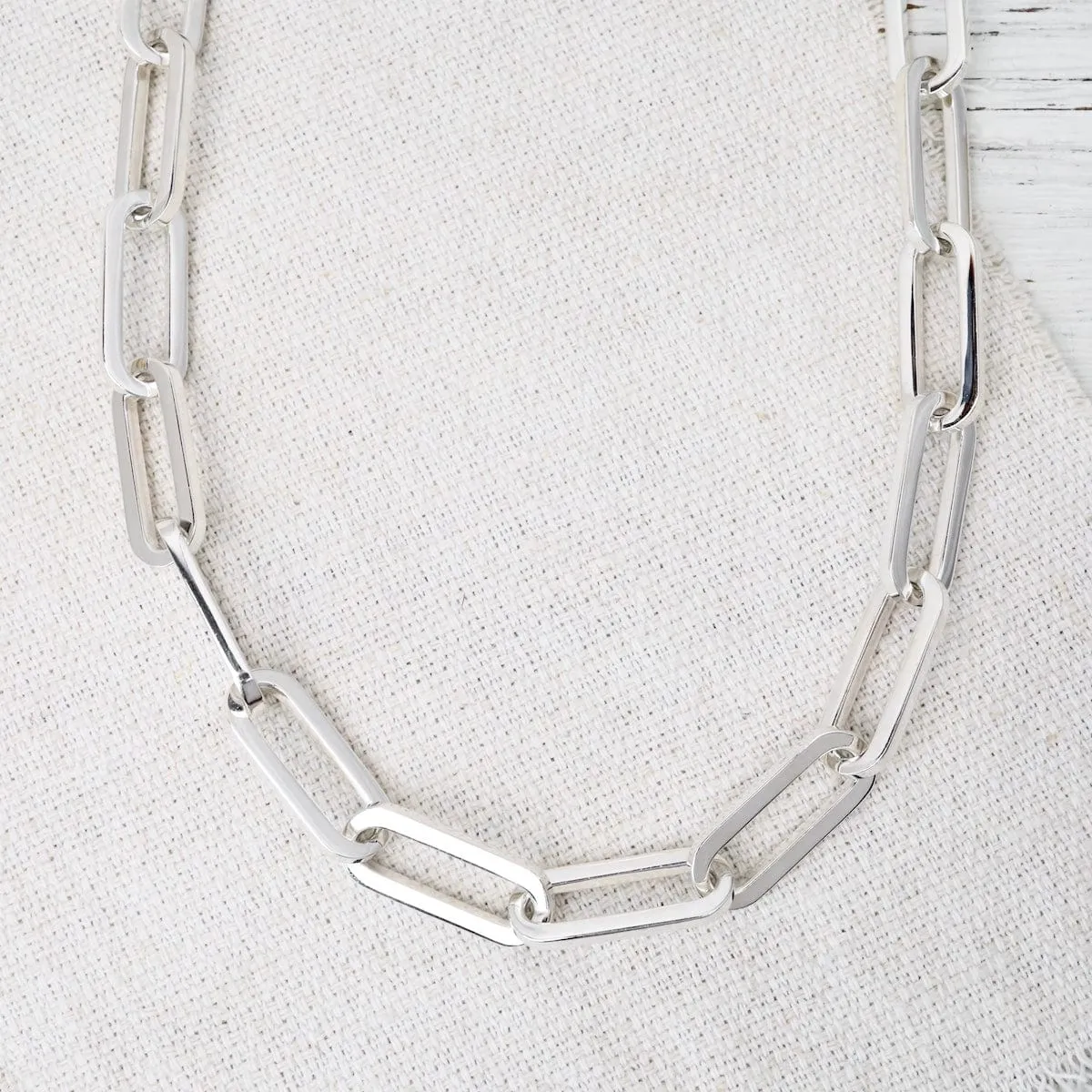 Heavy Long Oval Cable Chain Necklace