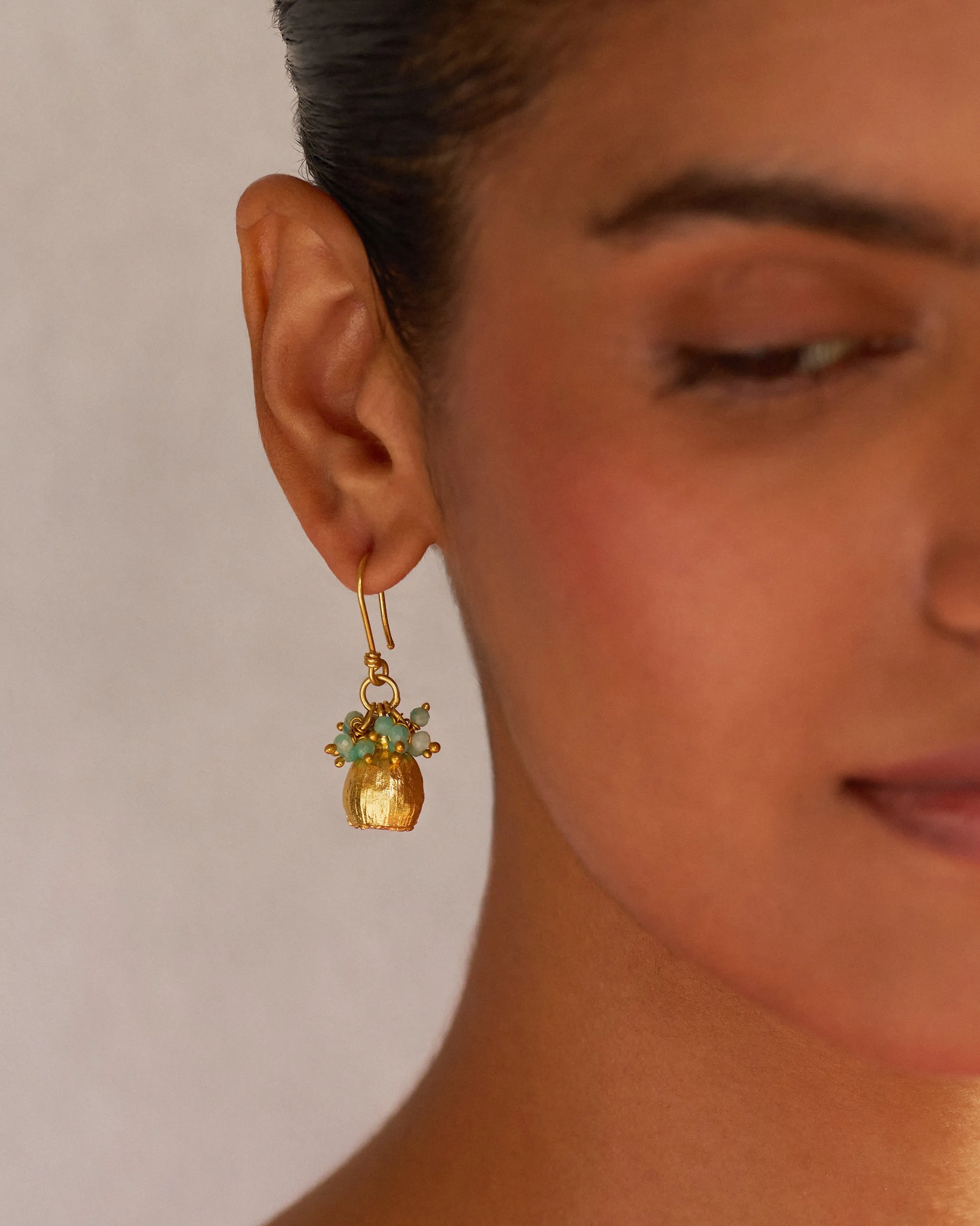 Himalayan Poppy Drops Earrings - Gold