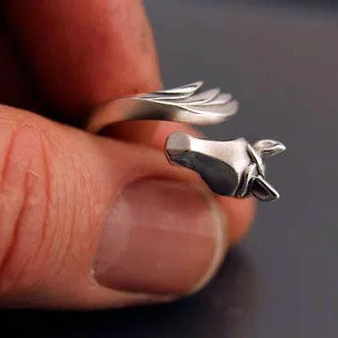 Horse Head and Tail Ring in Sterling Silver