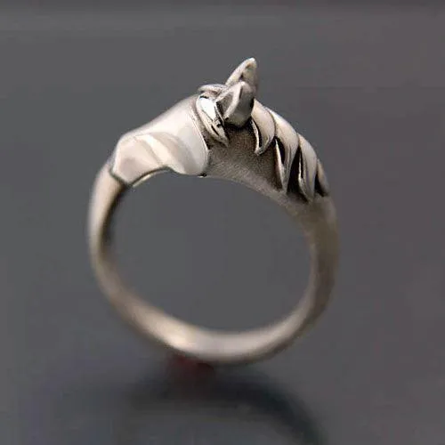 Horse Head and Tail Ring in Sterling Silver