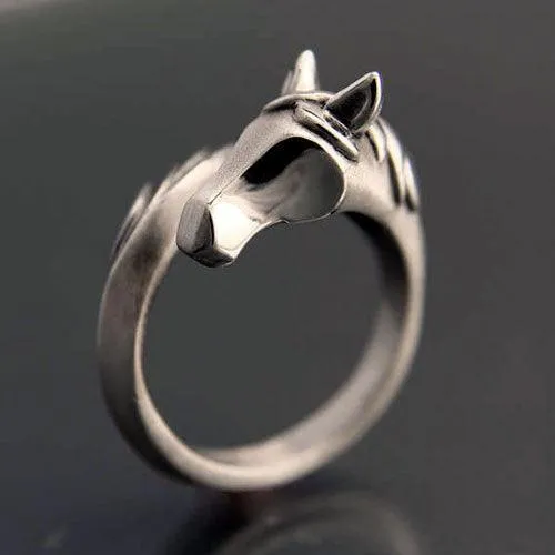 Horse Head and Tail Ring in Sterling Silver