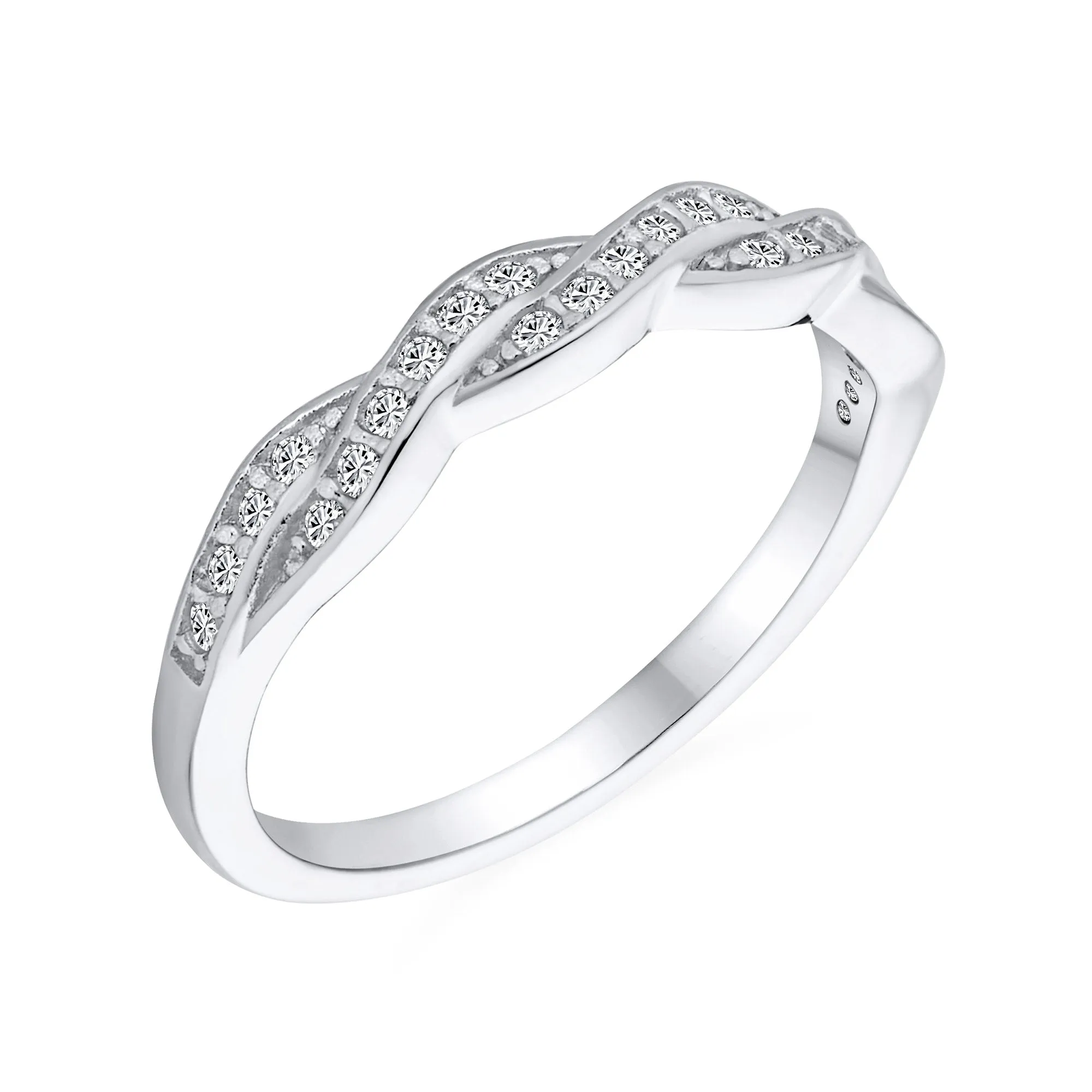 Intertwined Rope Twist Cocktail Statement Ring with CZ Pave in Sterling Silver