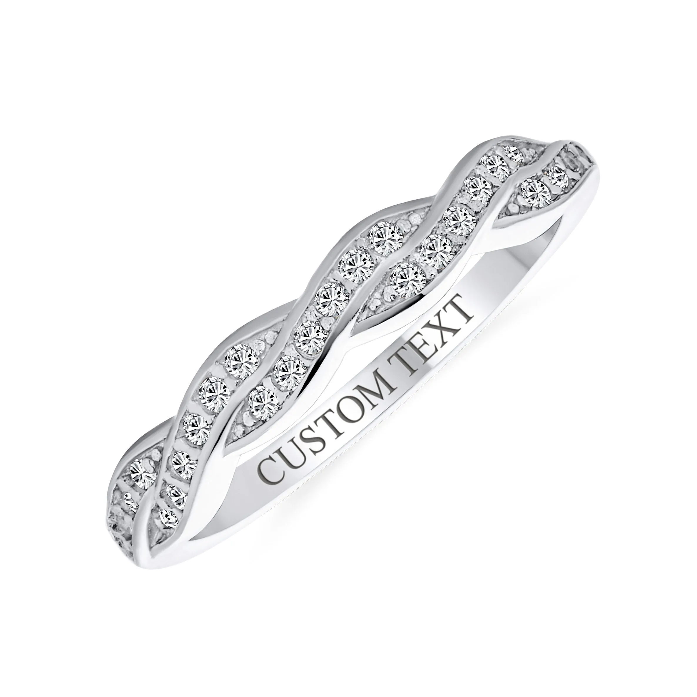 Intertwined Rope Twist Cocktail Statement Ring with CZ Pave in Sterling Silver