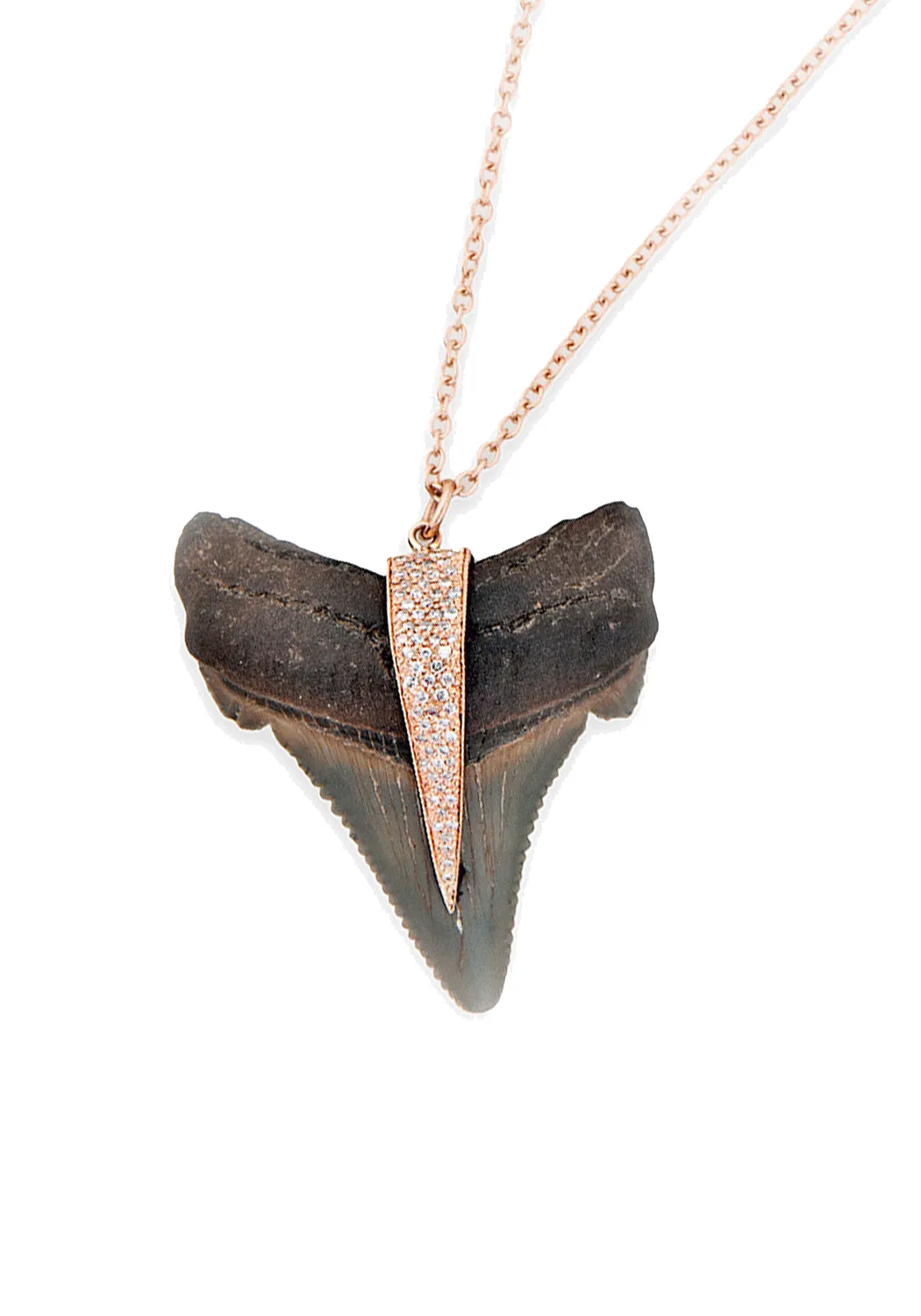 Jacquie Aiche 14KRG Diamond Shark Tooth Pendant on Leather Cord