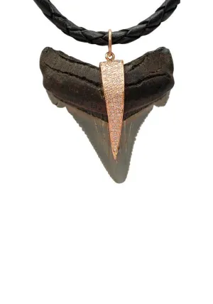 Jacquie Aiche 14KRG Diamond Shark Tooth Pendant on Leather Cord