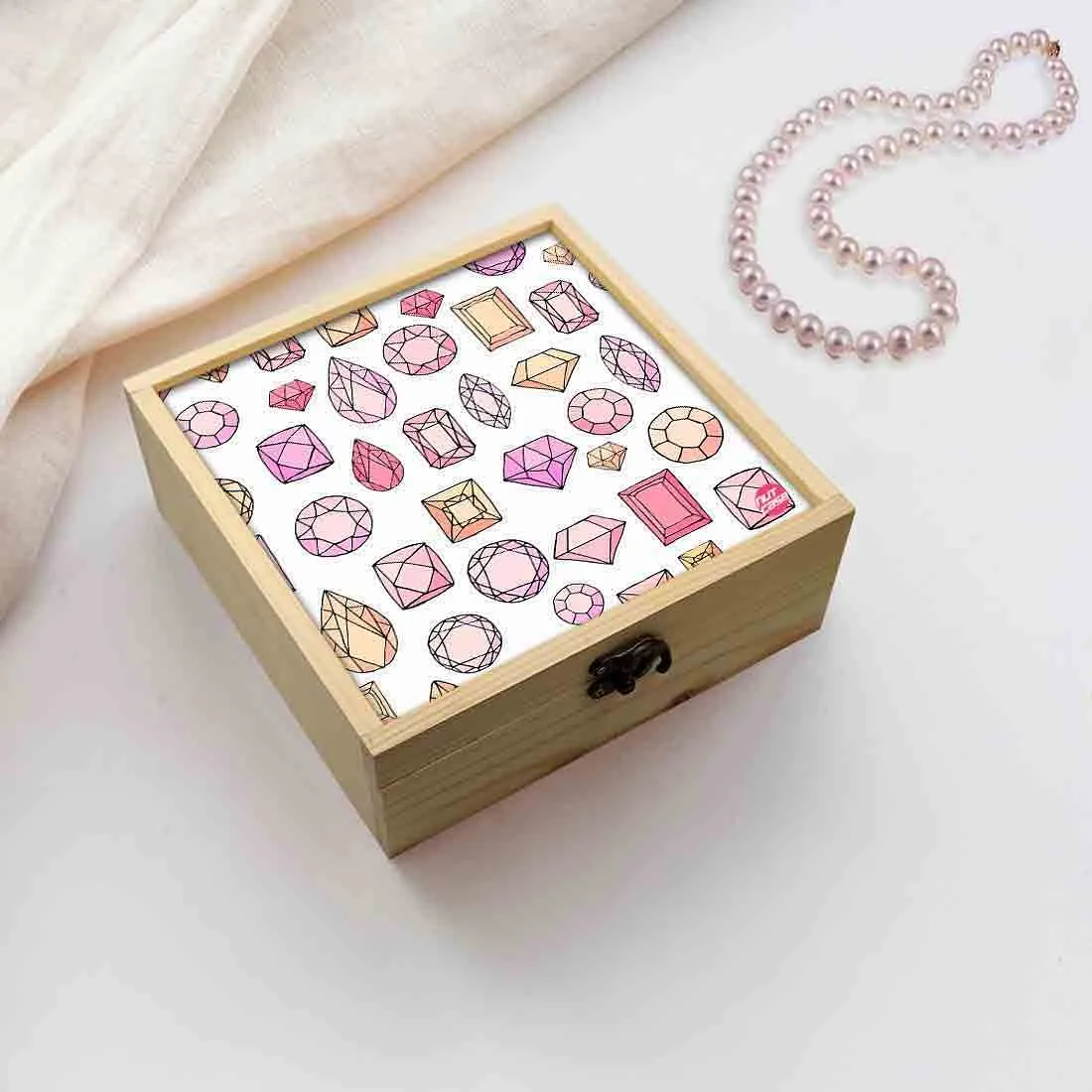 Jewellery Box Wooden Jewelry Organizer -  Colorful Diamond