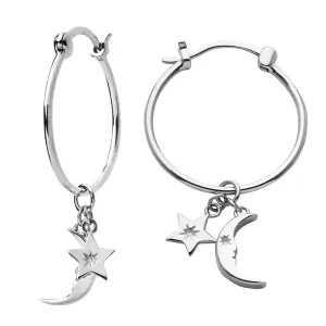 Karen Walker Moon & Star Charm Hoop Earrings - Sterling Silver