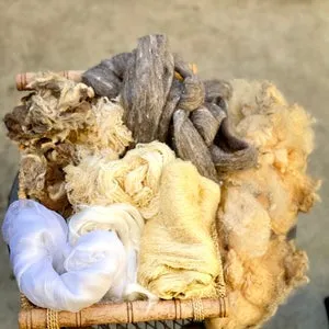 Kit for Wet Felting, Felting Supplies, Merino Wool, Viscose Fiber, White Margelan Silk