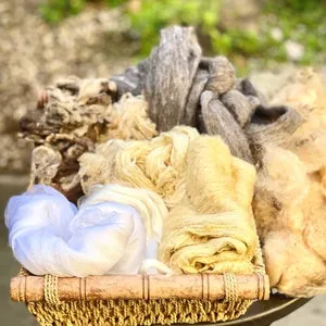 Kit for Wet Felting, Felting Supplies, Merino Wool, Viscose Fiber, White Margelan Silk