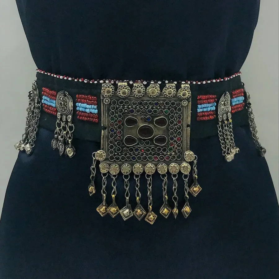 Kuchi Belly Belt With Big Pendant and Vintage Coins