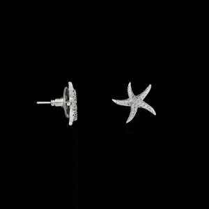 Ladies Silver Mini Starfish Earrings