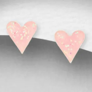 Lauren Hinkley Pink Glitter Heart Earrings