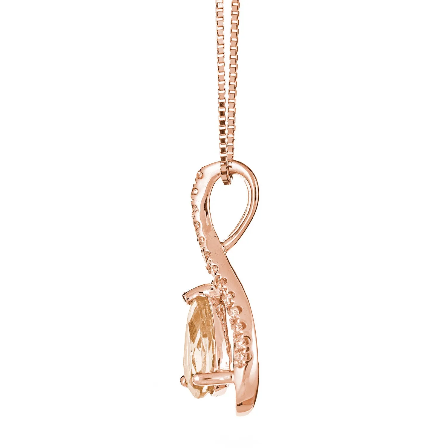 Madelyn 10K Rose Gold Pear-Cut Madagascar Morganite Pendant