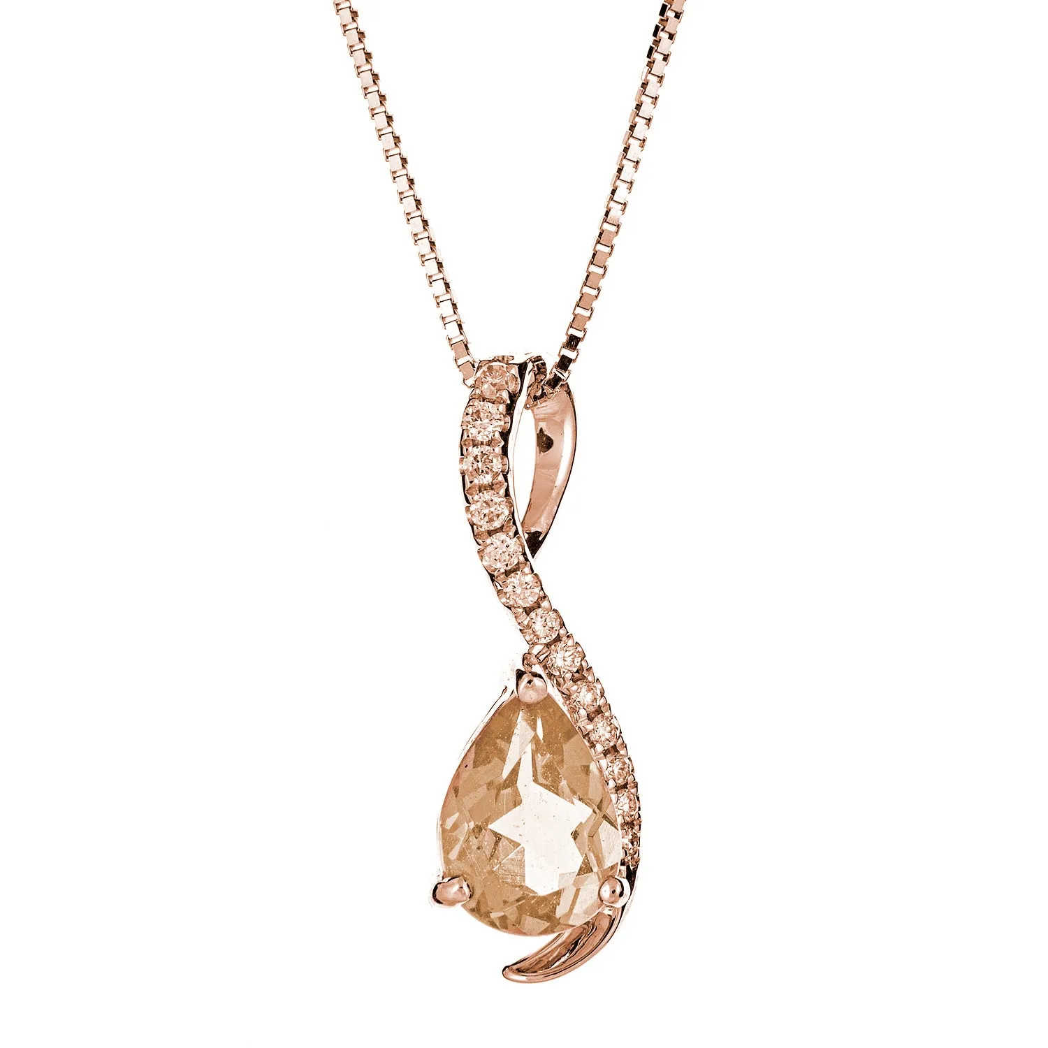 Madelyn 10K Rose Gold Pear-Cut Madagascar Morganite Pendant